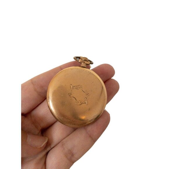 Vintage Gold Upcycled Pocket Watch Necklace With Dried Flower Pendant - Picture 5 of 5